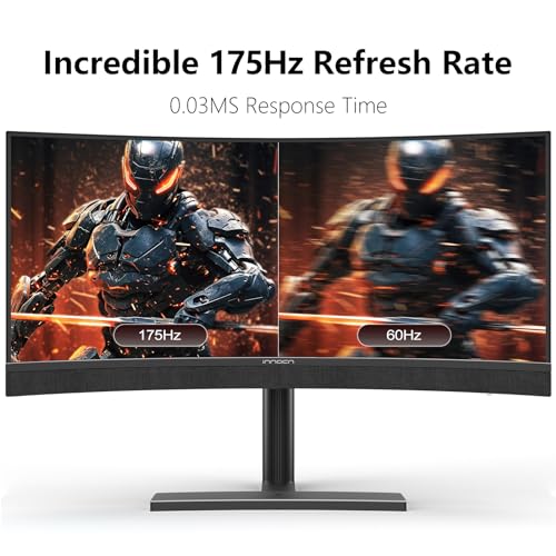 Image of INNOCN 34Q1R 34 inch OLED Gaming Ultrawide Monitor Curved WQHD 3440 x 1440p 175Hz Computer Monitor, USB Type C Power Delivery, HDMI, DP, Stereo Speakers, Charger Pad, Black
