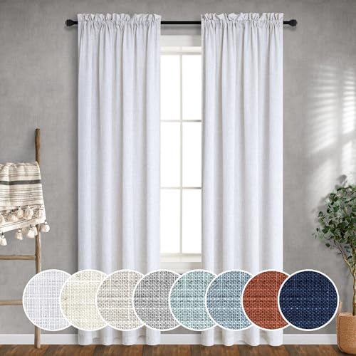 Breite für Küche, Bauernhaus, 2 Paneele, lichtreduzierend, halbtransparent, Leinenvorhänge für Badezimmer, Fenster, Tür, Eingang, Dekoration, breit (weiß, B 91,4 x L 243,8 cm (2 Stoffe)