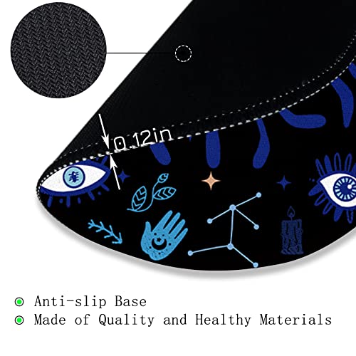 Image of Evil Eye Round Mouse Pad 8.6 x 8.6 Inch, Funny Mousepad for Laptop Gaming Women, with Stitched Edge Non-Slip Rubber Base, Home Office Decor Desk Accessories