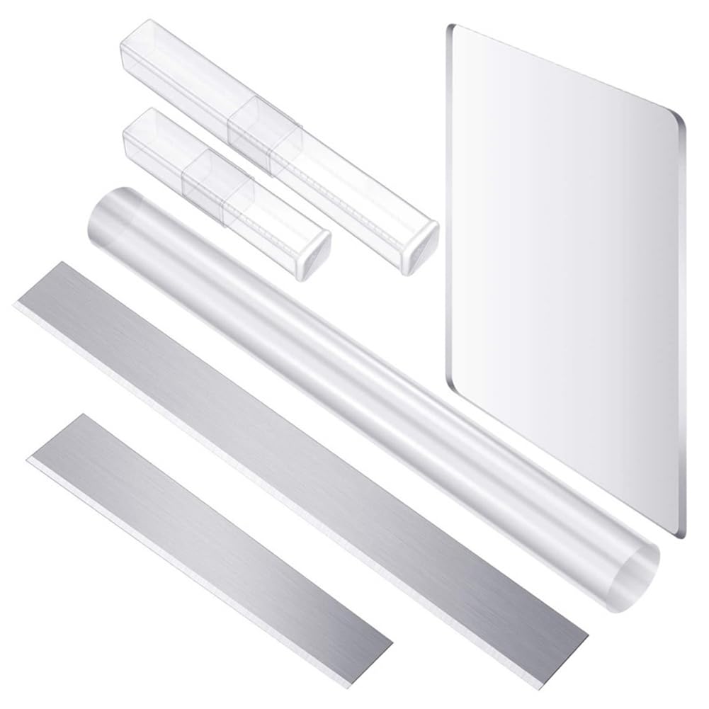 6 Pieces Polymer Clay Cutter Tools, Flexible Polymer Clay Cutters Tools with Acrylic Roller Acrylic Sheet Press Board, Clay Slicer Pottery Clay Cutting Tool