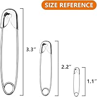 Vista 2 de vrupin 100PCS-55mm Pines de Seguridad, Pines de Seguridad de Acero Inoxidable, Pines de Seguridad a Granel de Metal Plata para Costura, Clips
