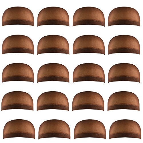 Miayon 20pcs Dark Brown Wig Cap Unisex Natural Nylon Wig Caps for Kids,Girl and Women