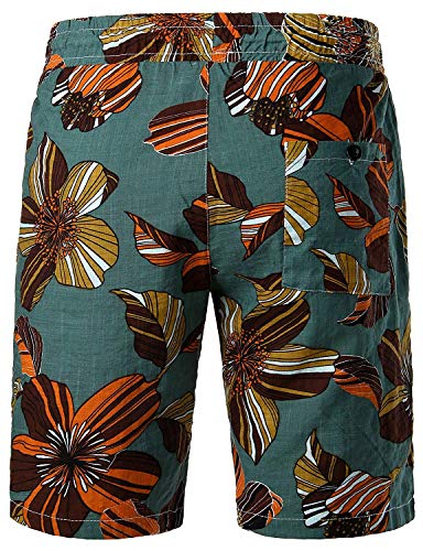 Jogal Men's Flower Casual Button Down Short Sleeve Hawaiian Shirt Suits Dark Olivegreen Large #TOP5