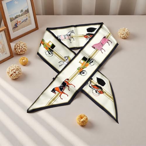 Image of Head Hair Scarf for Women,Silky Long Headscarf Purse Bag Scarfs for Handbag Fashion Satin Neck Scarves Accessories