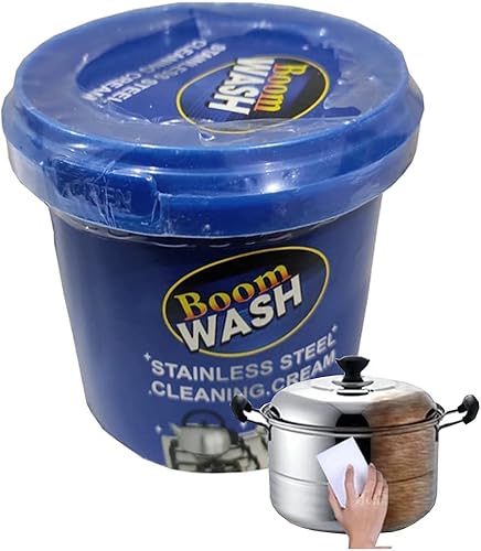 Cream Boom Wash Stainless Steel Oven Cookware Cleaner for Removing Tough Stains Rust or Scale, Utensil cleaner for Burnt Marks Cleaner Paste for