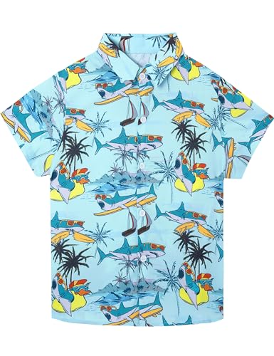 Image of Boys Hawaiian Shirt Kids Button Down Aloha Beach Hawaii Tops 5-14Y