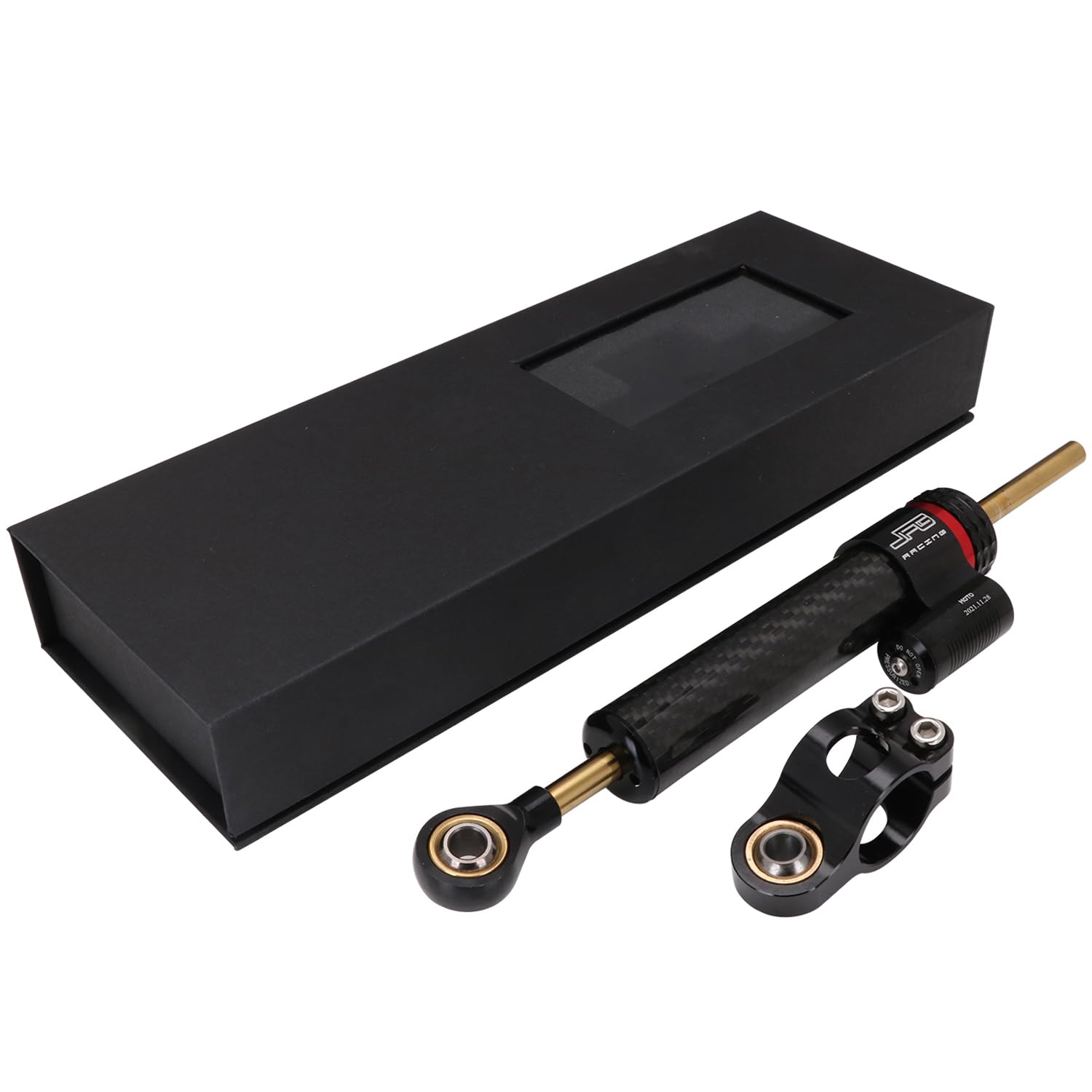 10" Amortisseur Direction Moto,Stabilisateur Direction-Fibre de Carbone | Amortisseur de Direction CNC Aluminium Moto pour la plupart Motos de Sport Course Sur Route Rue Trottinette