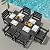 PLUUV Outdoor HDPE Dining Set, 7 Pieces Outdoor Furniture with Large Table& 6 Chairs, All-Weather Patio Dining Set for Lawn, Garden, Backyard, Black