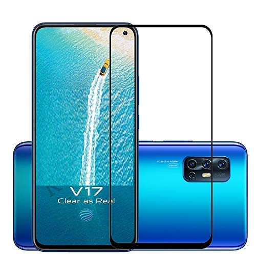 Image of Tempered Glass Screen Protector Compatible For VIVO V17 Full Screen Coverage (Except Edge to Edge) and Free Complete Easy Installation kit.