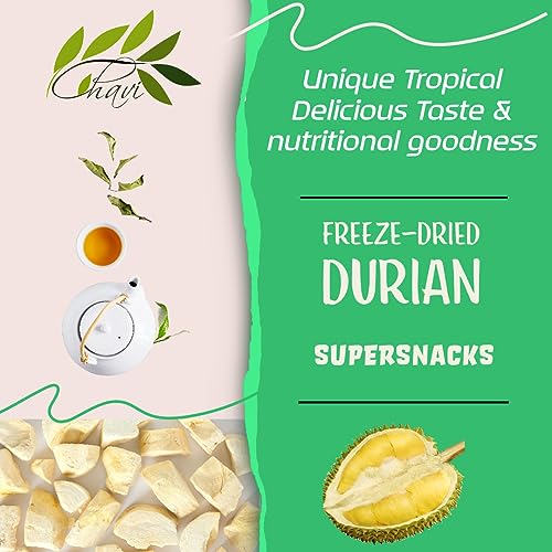 Image of CHAVI Freeze-Dried Durian (King of Fruits) | 4 oz | pack of 2 x 2 oz | Healthy 1 Ingredient Superfood - Family Supersnacks | No Added Sugars or Preservatives | Non-GMO, Vegan, Gluten-Free (PACK OF 2)