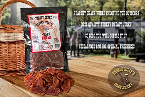 Bronco Billy's Turkey Jerky Buffalo Flavor One Pound Resealable Bag #TOP2