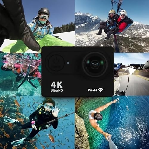 Image of ZoTronico 4K Action Camera 16mp (with Essential Accessories) - WiFi, Memory Card Support, 170� Wide Angle, Vlog-Ready, Perfect for Travel, Vlogging & YouTube (Pure Black)