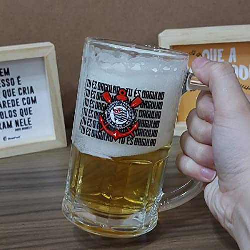 Caneca Vidro Corinthians Times de Futebol Transparente