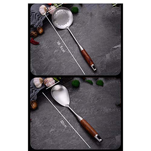 Foto von LILANPING- Küchenutensilien-Set, 6-teiliges Kochutensilien-Set Aus Edelstahl, Kochgeschirrset for Küchenhelfer, Robuster Und Tropfenfester Holzgriff