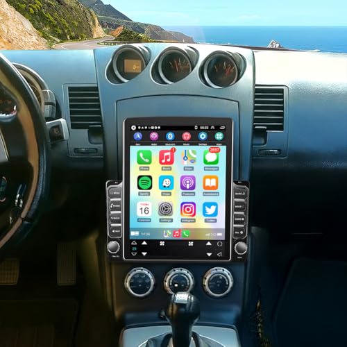 9.7 Double Din Car Stereo for Nissan 350Z 2003-2008 w/Wireless Carplay Android Auto 4G+64G Android 15 IPS Touchscreen Car Radio w/Bluetooth Backup Camera GPS WiFi FM RDS DSP EQ SWC Mic