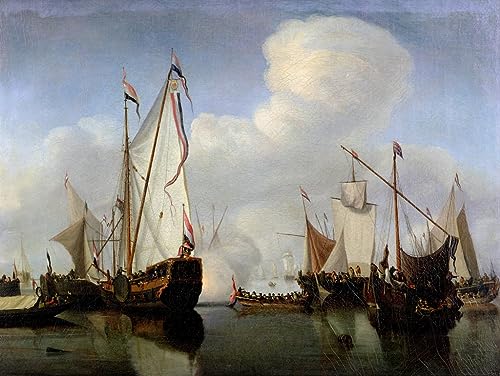 Cuadro de lienzo de Willem Van De Velde 60x90cm óleo clásico para coleccionistas de arte