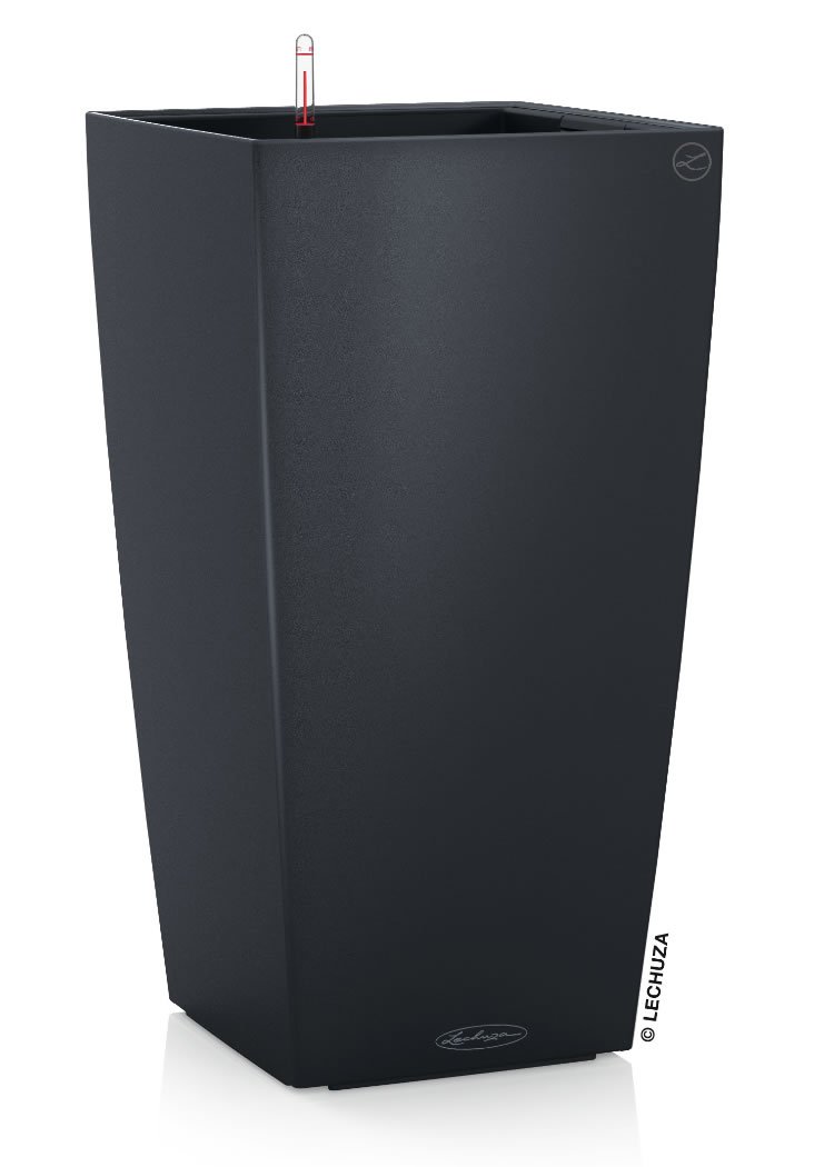 Lechuza Vaso Fioriera CUBICO Color 30x30 H56 con Auto irrigazione Grigio Ardesia
