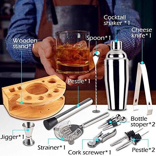 Set de coctelera de acero inoxidable con 12 piezas miniatura 2
