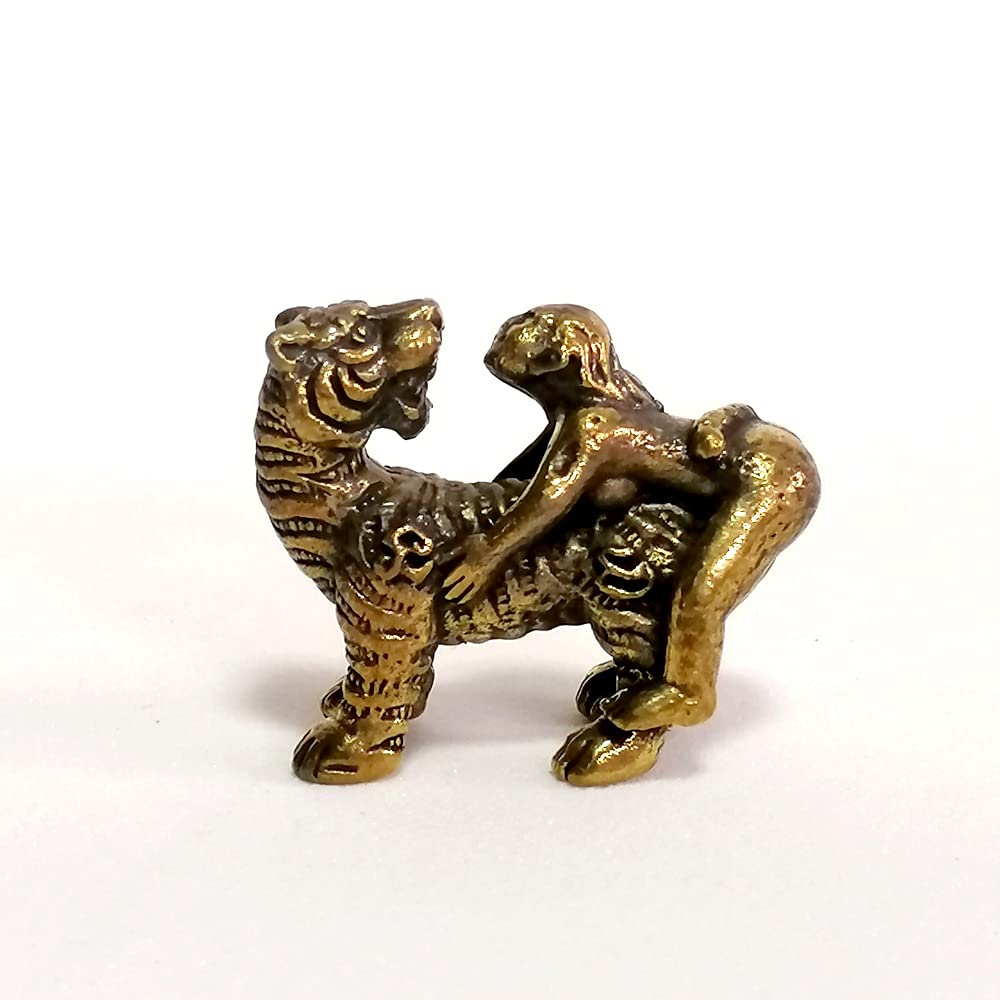 poppip 2 x 2.7 cm. Thai Well Known Magic Amulet Sacred Talisman Tiger & Woman Faith Charm Love Luck
