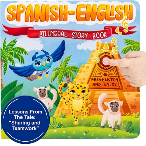 Image of Bilingual Spanish Books for Toddlers 1-3, Story Book in Spanish & English | Interactive Baby Sound Book | Educational Learning Toys | Libros para niños en español - Mexican Adventure