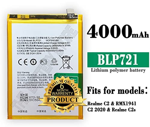 Image of THE BATTERY STORE Original Battery BLP721 for Oppo Realme C2 / BLP721 / BLP721 Battery with 6 Month Warranty and high Capacity Battery Backup. Carefully Check Your Phone Model and Purchase.(BLP721)