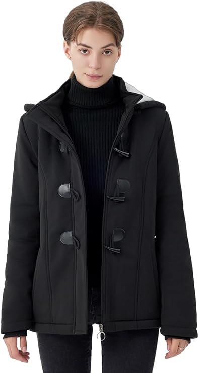 JiangWu Womens Fashion Horn Button Fleece Coat - main view