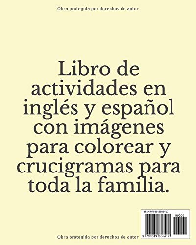 Miniatura 2 de Libro de actividades crucigramas y dibujos para colorear. Español inglés, para niños, adultos y personas mayores. (Spanish Edition)