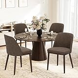 COLAMY Upholstered Dining Chairs Set of 4, Modern Kitchen Chairs with Back, Leather Side Dining Room Chairs with Wood Legs for Kitchen Dining Room Restaurant, Dark Brown