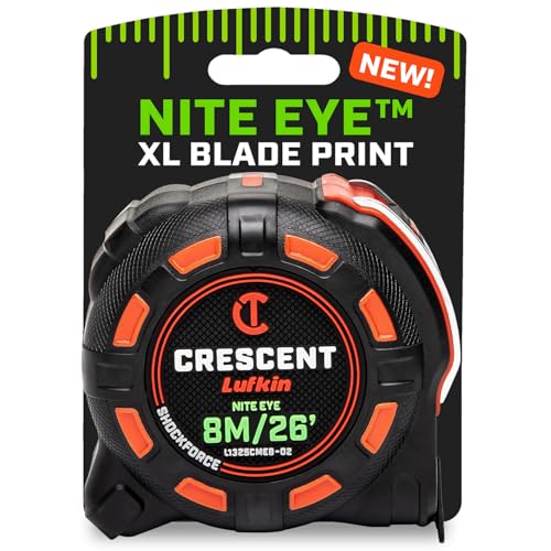 Crescent Lufkin - Cinta métrica para ojos SHOCKFORCE NITE de 8 metros | L1325CMEB-02