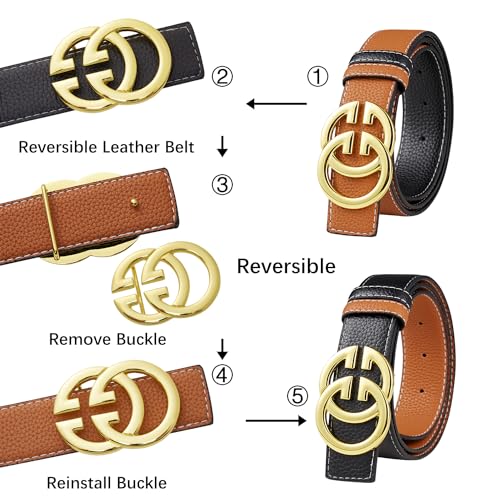 Ratchet Belt for Men, Mens Belt Leather Designer 1 3/8" for Casual Jeans, Black Fashion Belts(waist from 28" to 34")4