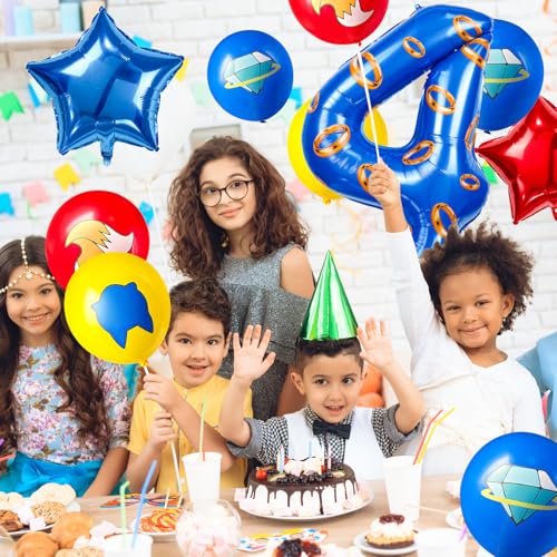 Image of number 40 inch blue and gold ring balloon set birthday number decoration aluminum film balloon suitable for boys and girls blue theme party cartoon party decoration supplies (4)