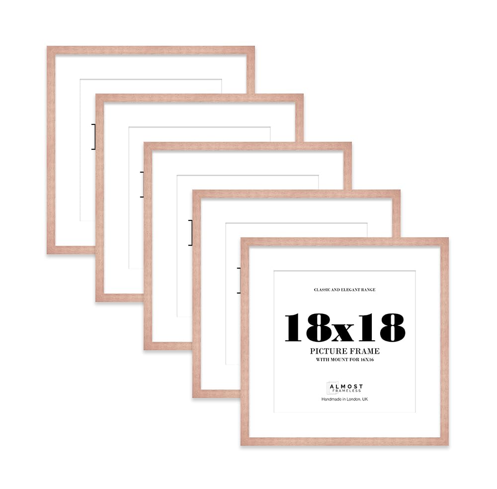 18x18 Bronze Picture Frame with Mount for 16x16 Photos, Prints - Modern Square Wall Frame, Set of 5