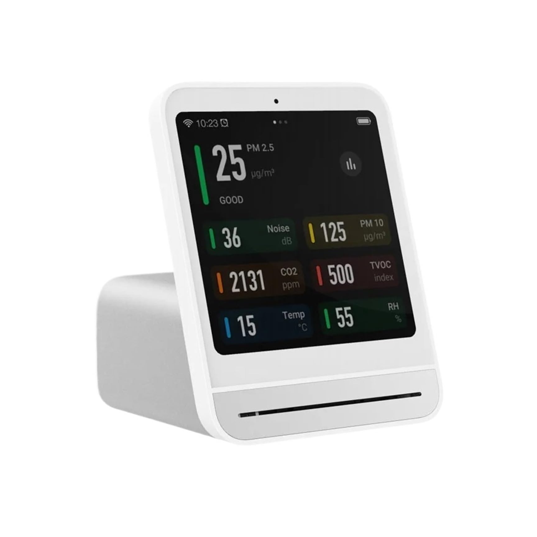 Air Quality Monitor, Air Monitor Temperature Humidity Sensor CO2 PM2.5 Quality Detector(Bianco)