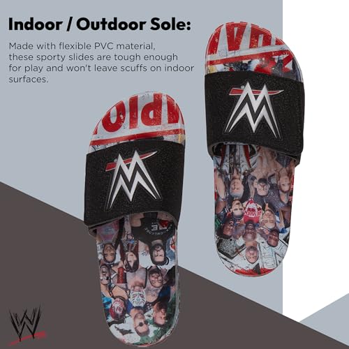 WWE Mens Championship Belt Slides - John Cena, Roman Reigns, Seth Rollins World Wrestling Champion Belt Slip On Slide Sandals3