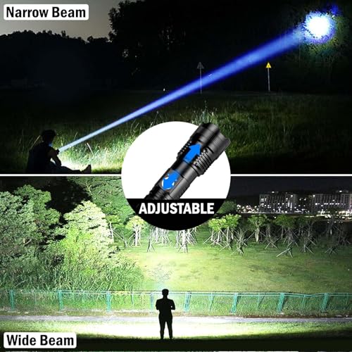 Rechargeable Flashlights High Lumens, 4 Pack 99,000 Lumens Led Flashlights with 5000ɱAh Βattery, Waterproof Powerful Flash Light Multifunctional Flashlights for Home Camping Hiking - Image 6