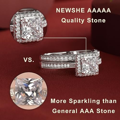 Newshe Jewellery Wedding Ring Sets for Him and Her Women Mens Silver Band Promise Rings Couples 5A Cubic Zirconia Size 5-133