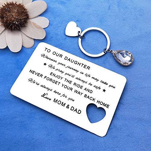 To Our Daughter Wallet Card Encouragement Gifts Inspirational Graduation Gift Enjoy The Ride Never Forget Way Back Home Metal Card Christmas Birthday Card Daughter Stepdaughter Gifts from Mom Dad3