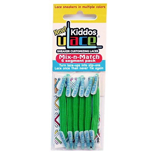 U-LACE - KIDDOS Lacets élastiques pour enfants de 3 à 7 ans - 14 Couleurs disponibles - Filles Garçons (KELLY GREEN - Vert) ATTENTION: 2 sachets sont au...