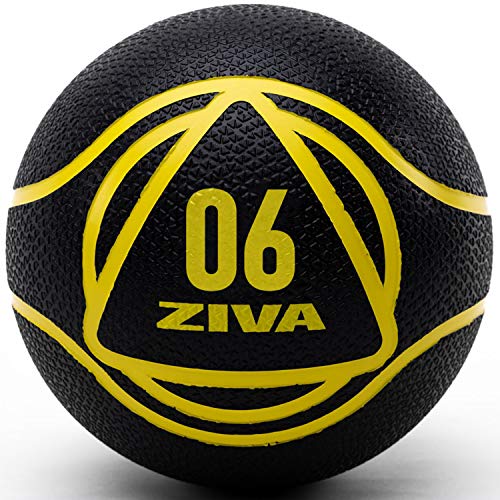 ZIVA Medicine Exercise Ball – Commercial Grade Virgin Rubber Shell, Easy-Grip Textured Finish Med Slam Ball for Core Strength Training (Black, 4, 6, 8, 10, 12lbs)