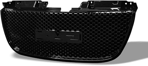 Rejilla de parachoques delantero de malla de agujero redondo negro brillante ABS compatible con GMC YukonXLDenali 07-14