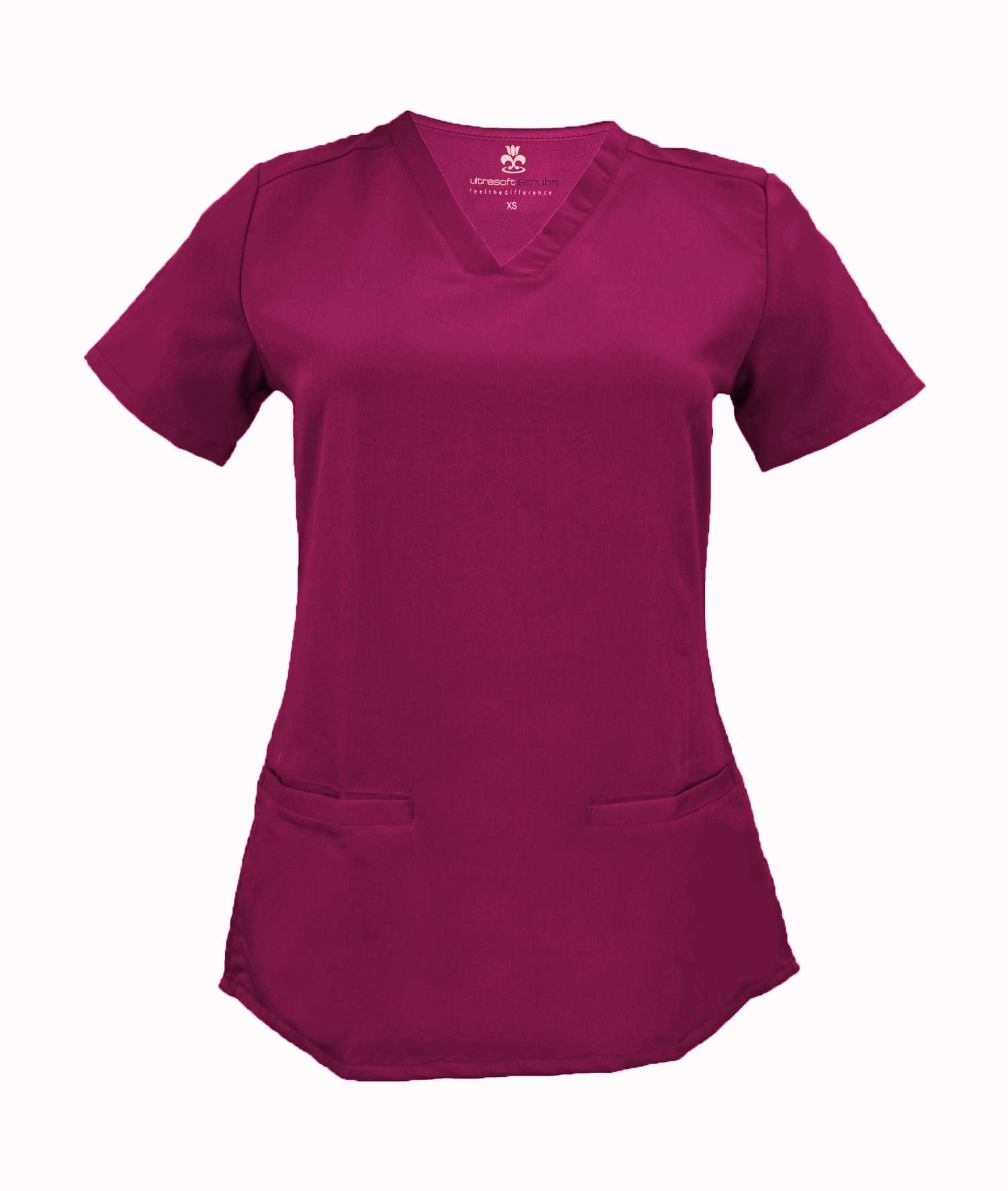 M&M SCRUBS Women's Super Soft Scrub Top, Junior Fit V-Neck Scrub Top XL Burgundy 8117