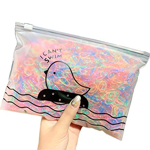 1000 PCS Toddlers Girl Colorful Fashion Disposable Rubber Band Elastic Hair Band Baby Hair Ties with Cute Storage Bag (#11)