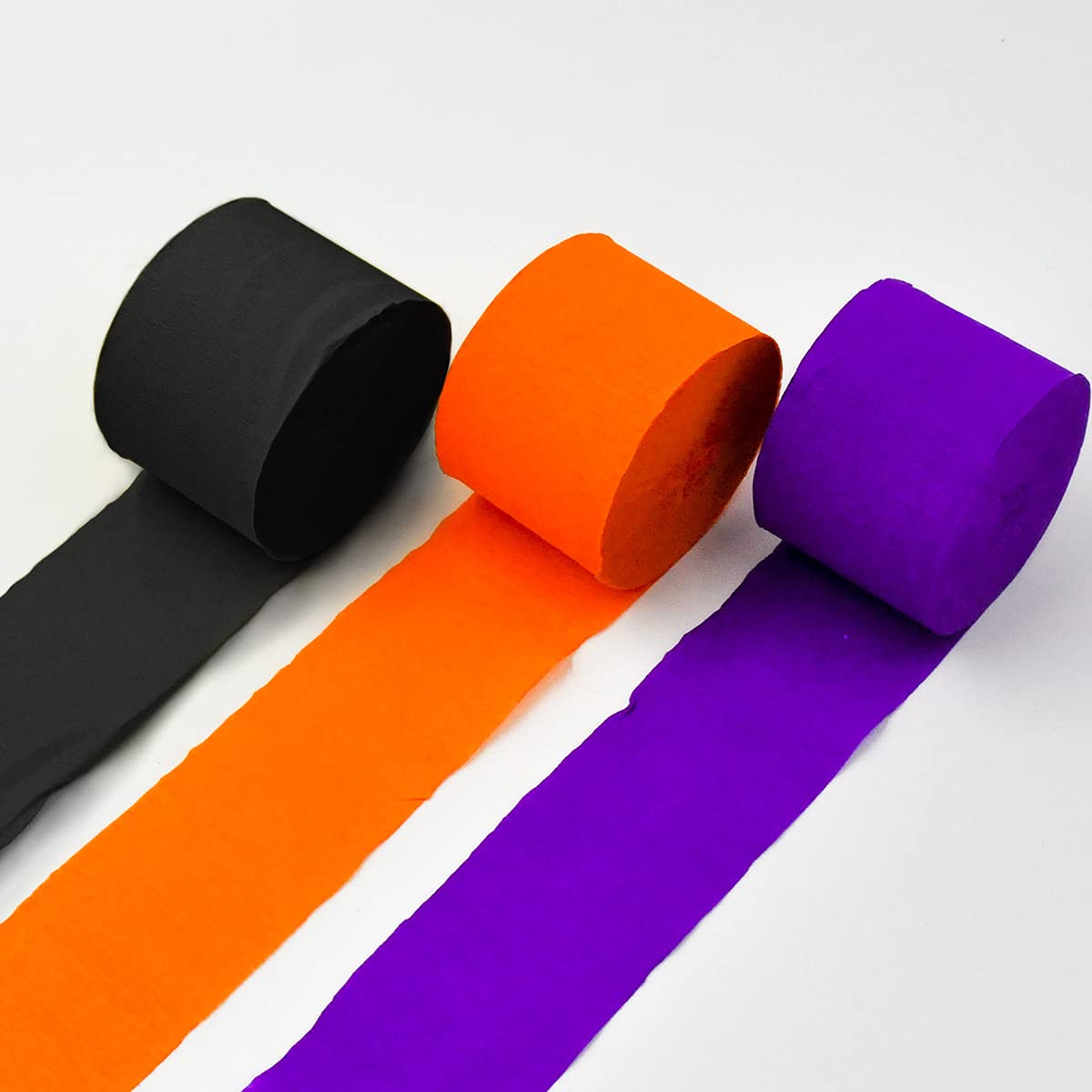 Namzi Crepe Paper Streamers 3 Rolls, Pack of Black?Orange?Purple Crepe Paper for Birthday Decorations, Baby Shower Decorations (1.8 Inch x 72 Ft/Roll)
