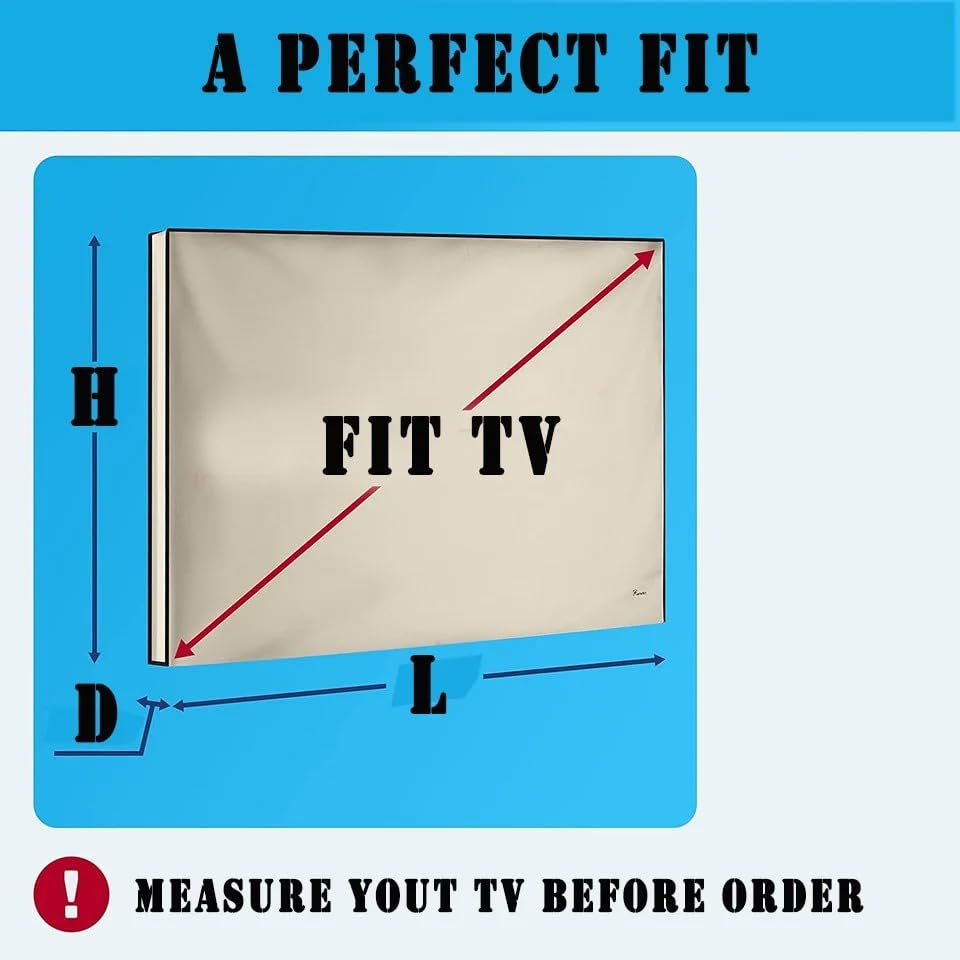 Funda Tv Exterior Outdoor TV Cover, Waterproof Weatherproof Enclosures Screen Protectors, Garden Patio Anti-Dust Protector Tv Exterior(Beige,40-42in(106x67x13cm))
