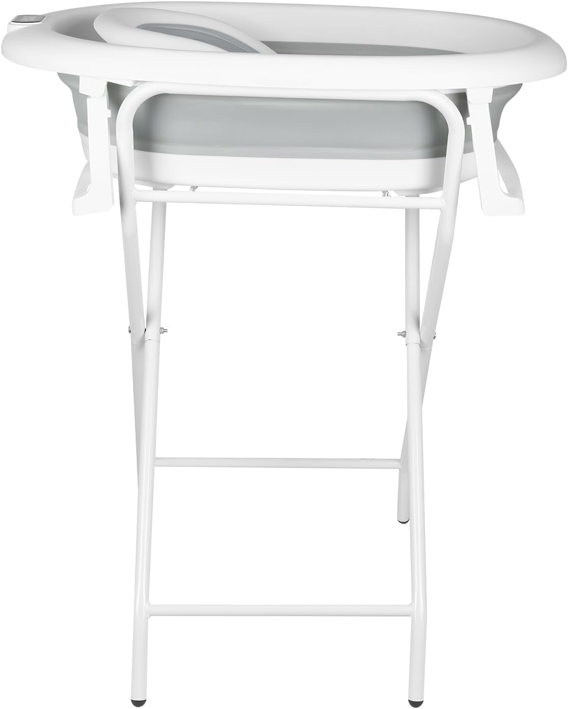 Vasca da bagno pieghevole con supporto in acciaio per neonati con termometro e tubo di scarico–Cuscino ergonomico neonato– guadagno di spazio piccolo bagno– 0-3 anni ((Style 1) 85 * 47 * 85cm-grey)