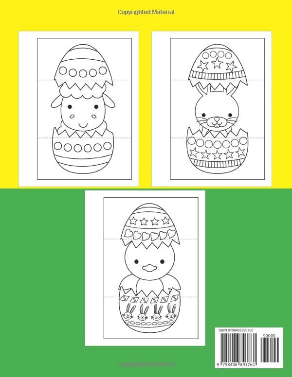 Easter Egg Coloring Book: Color Cut and Fold Surprise Eggs Cards Activity Book for Toddlers Kids Ages 1-4 No Prep Project Craft Funny Animals Bunny Chick Sheep and More image 3
