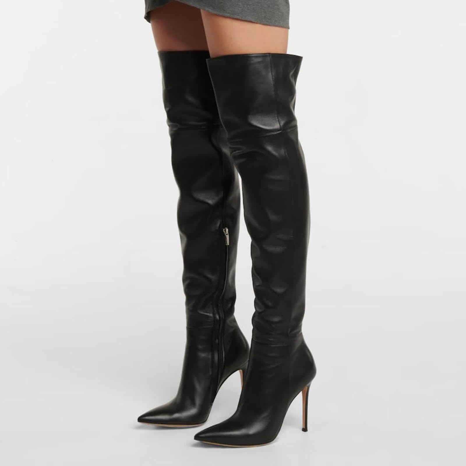 tacchi donna Tacco Alto 13 Cm Stivali Al Ginocchio Neri Versione Ampia,Black-41