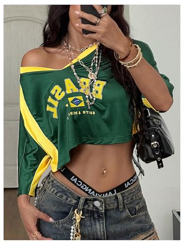 SOLY HUX Women's Y2k Crop Tops Graphic Baggy T Shirts Festival Rave Outfits Streetwear Sportswear2
