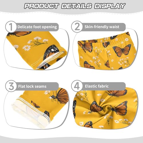 Butterfly Daisy Yellow Girls Leggings Soft Stretch Workout Yoga Dance Pants for Kids Casual Tights3