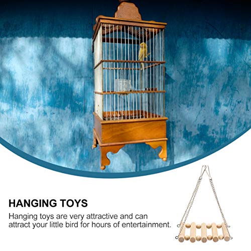 UKCOCO 8 Peças Pássaro Papagaio Balançando Brinquedos de Mascar Com Sino de Madeira Natural Em Pé Re